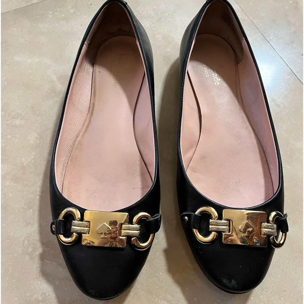 Kate Spade Phoebe black and gold flats 7.5